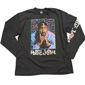 Poetic Justice Movie Plus 2x Tupac Graphic T Shirt Black Long Sleeved NWT NEW